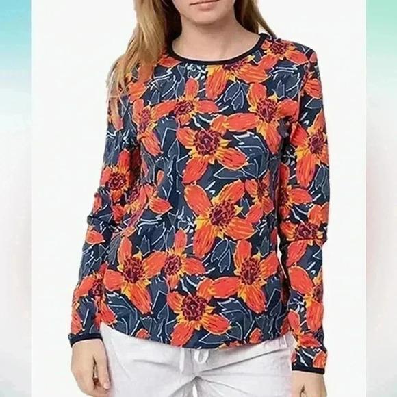 Hang Ten Womens Long Sleeve Rashguard with UPF 50+ Size Large - Picture 1 of 11